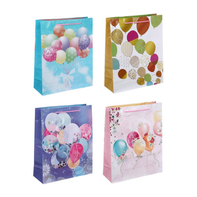 Пакет подарочный, высококач. бумага, 59x44x17 см, 4диз, полосы LADECOR (12/12)