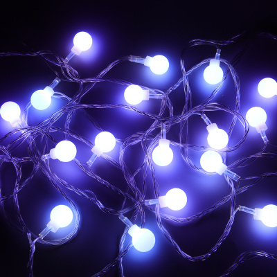 Гирлянда эл. вьюн 15м, 60LED, шар 1,6см, белый, пост. свечение, ПВХ прозр, 220В СНОУ БУМ (1/1)