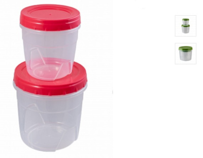 Набор банок с закруч. крышкой 2шт (0,5+1л) пластик (30)