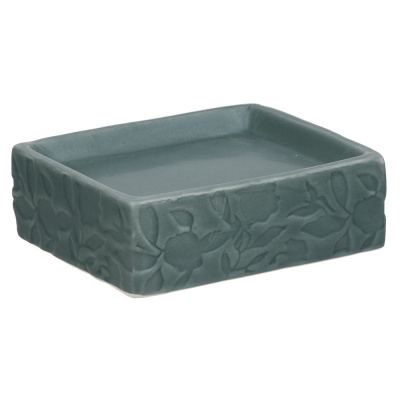 Мыльница, керамика, 11x9,5x3,5 см, листья, ментоловый VETTA (1)