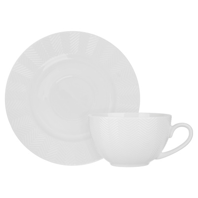 Набор чайный 2 пр., 230мл белый рельеф, фарфор MILLIMI (1/36)