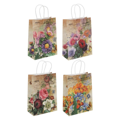 Пакет подарочный, бумажный, 18,5x9,5x25,5 см, 4диз, ретро LADECOR (12/12)