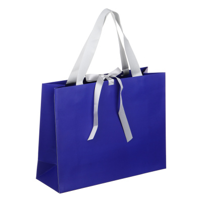 Пакет подарочный, высококач. бумага, с лентой, 32x25x11 см, синий LADECOR (6/6)