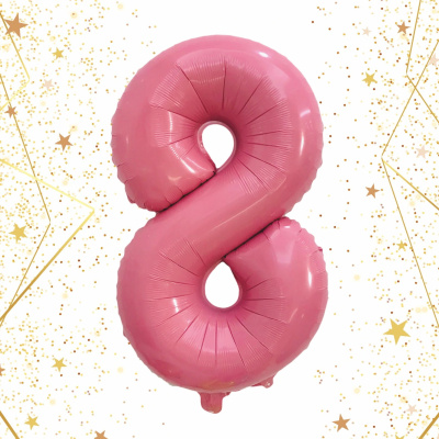 Шар фольгированный 32'/81см "Цифра "8" (розовый) (1/20)
