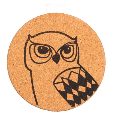 Подставка под горячее "Сова", d15см, пробка (12/144)