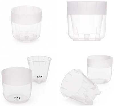 Горшок цв. "Линель" 2,7л двойной (прозрачный) пласт.(уп.10)