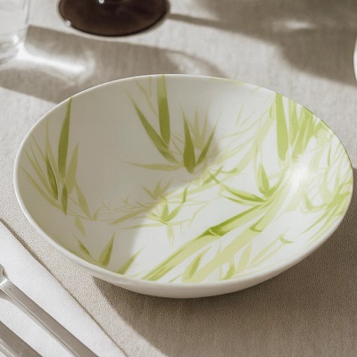 Тарелка 20см суповая DIWALI HERBELLE GREEN (ударопр.стекло) (6/24)