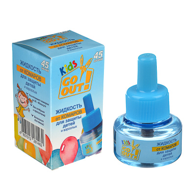 Жидкость от комаров для детей без запаха 45 ночей 30мл GO OUT (1/24)