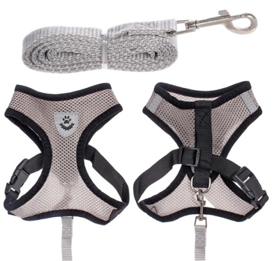Шлейка с поводком 118см "Sweet puppy" размер M, цвет серый (1/1)