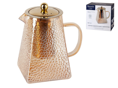 Чайник 950мл "Pyramid" заварочный с фильтром (боросиликатное стекло) индивидульная уп. (1/24)