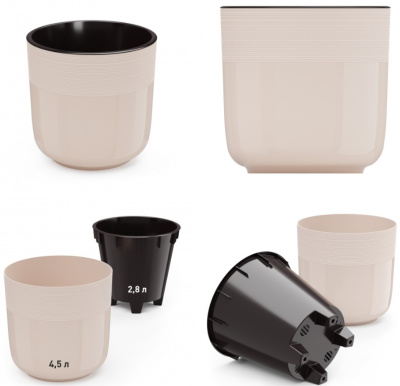 Горшок цв. "Линель" 4,5л двойной (бежевый) пласт.(уп.12)