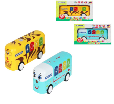 Автобус музык., инерц., сенсорн., с проектор., 3AG13, пластик, 14,3х10,5х5см, 2 диз ИГРОЛЕНД (1/45)