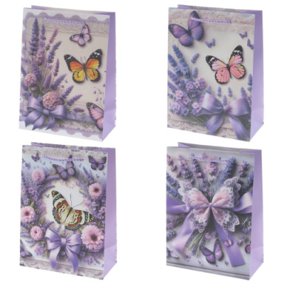 Пакет подарочный (бумага, плотность 210г/м2, блок 12шт), L18 W8,5 H24см (4в) (12/12)