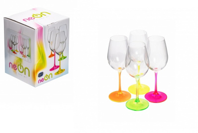 Набор бокалов для вина 350мл 4шт NEON  (стекло) (1/8)