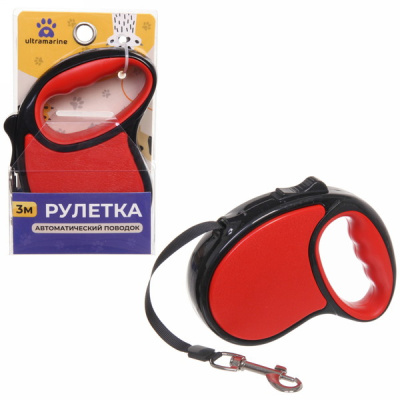 Поводок-рулетка "Верный друг" 3м до 10кг цвет красный (1/36)