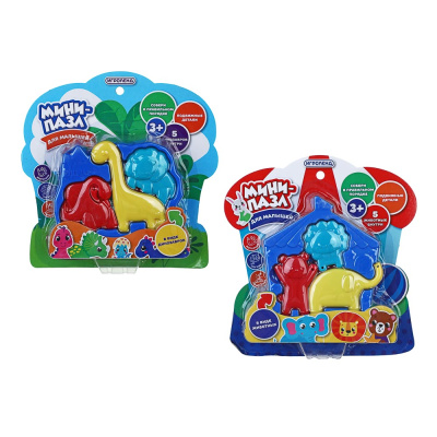 Мини-пазл для малышей в виде животных, ABS, 19,1х19,1х2см, 2 диз ИГРОЛЕНД (1/144)