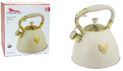 Чайник со свистком ZEIDAN Beige 3,0 л нерж.(1/6)