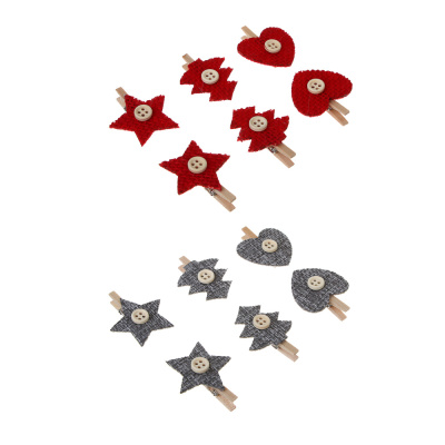 Сувенир Украшение декор., прищепки 12х14см, дерево, 2в СНОУ БУМ (1/12)