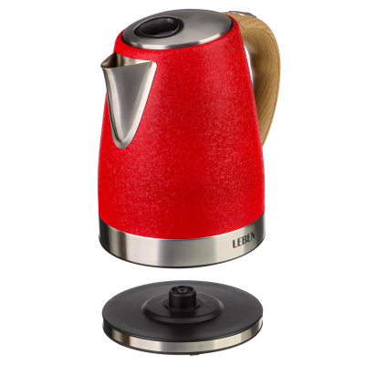 Чайник электрический 1,8л, 1850Вт, металл, красный LEBEN (1/8)