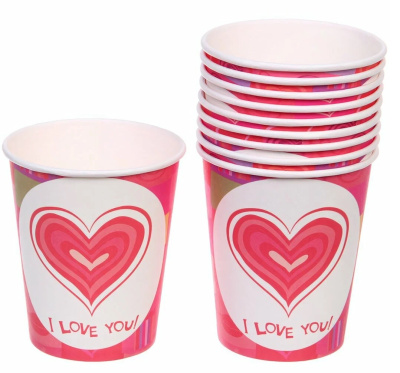 Стакан бумажный 0,2л в наборе 10 шт "Love you" (1/1)