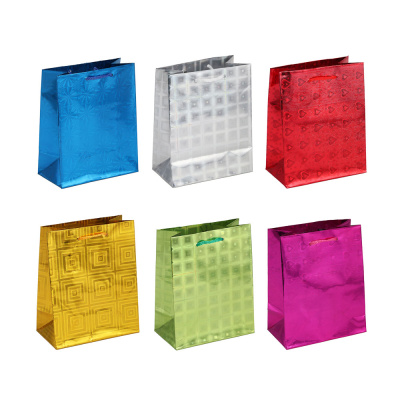 Пакет подарочный бумажный, фольгир., 11.5x14.5x6.5 см, 6цв (1/1)