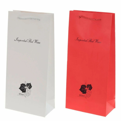 Пакет подарочный для бутылок (бумага, плотность 210г/м2, блок 12шт), L16 W8,5 H35см (2в) (12/12)