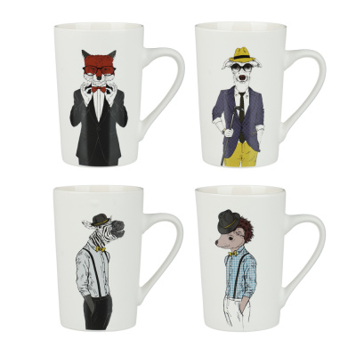 Кружка 380мл фарфор 4 диз MILLIMI Джентльмены (12/48)