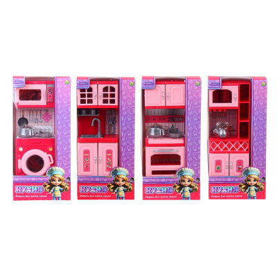 Мебель д/кукол, кухня с акс., ABS, PP, 11,1х5,3х23,6 см, 4в ИГРОЛЕНД (1/4/56)