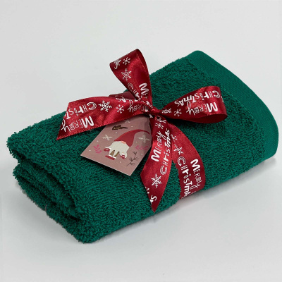 Полотенце подарочное "РАДОСТЬ" 40х65, 430гр./м2, (1шт.) тем.зеленый (1/20)