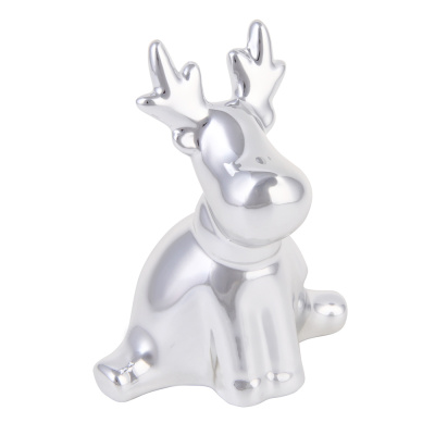 Фигурка декоративная Олень, 6,4х5х8,9см, кер, цвет серебряный СНОУ БУМ 