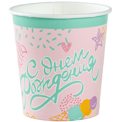 Стакан С ДР Мороженое 190мл 6шт в асс (12/144)