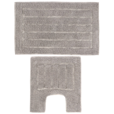 Набор ковриков д/ванной и туалета 40x60+40x40 см, хлопок, серый, SI-9976 VETTA (1/24)