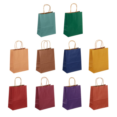 Пакет подарочный, бумажный, 21x27x11 см, цветной крафт, 10цв LADECOR (1/20/600)