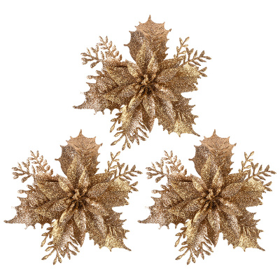 Украшение декоративное "Цветы"12 см (3шт) цвет медный (пласт.) (1)