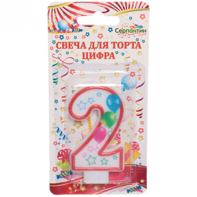 Свеча для торта Цифра Воздушные шары "2" 6 см (12/12)