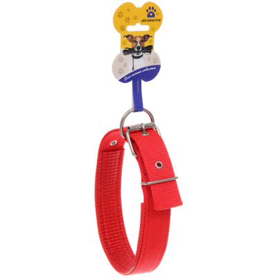 Ошейник д/собак однотонный "ЗООЛЕНД БРО", цвет красный, 3*59см (бирка) (1/12)