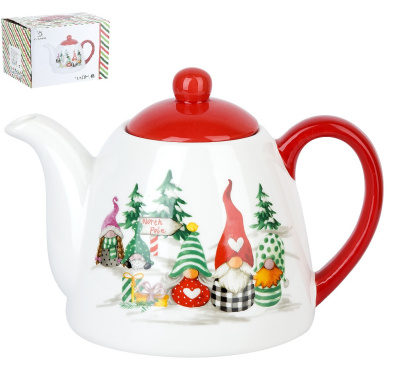 Чайник "Рождественские гномы" v=900мл (керамика) (подарочная упаковка) (1/240