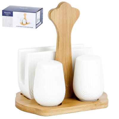 Набор д/спец 2пр, салфетница "Naturel" 15,5х11х17см бамб. под фарф. (1/30)