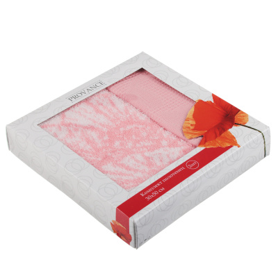 Комплект полотенец махра + вафля 2шт, 30х50см, 100% хлопок PROVANCE Маковое поле (1/6/48)