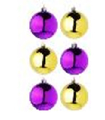 Набор шаров 6шт 8см пластик, в тубе, фиолетовый/золото СНОУ БУМ (1/24)