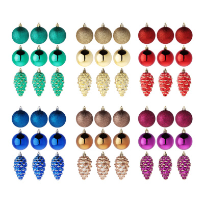 Набор шаров 9шт 6см пластик, в тубе, шары и шишка, ассорти цветов СНОУ БУМ (1/48)