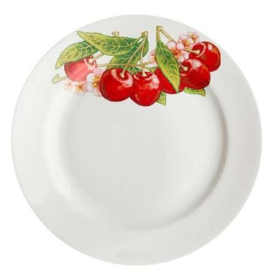 Тарелка мелкая диам. 200 мм Гладкий край Вишня (фарфор) , р.4 (30)