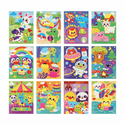 Аппликация из страз "Микс", бумага, пластик, 26х19см (12 диз) (1/12/240)