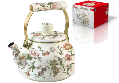 Чайник 2,7л Bouquet,эмал.сталь,комб.ручка од золото, п/у (1/12)