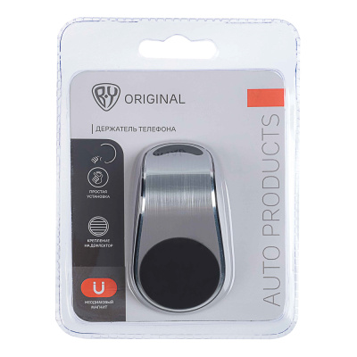 Держатель телефона магнитный на дефлектор, Г-образный, пластик, черный (1/50)