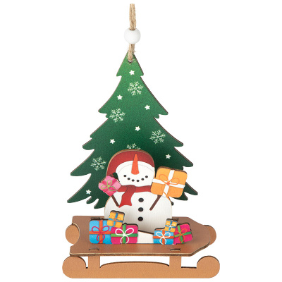 Украшение декоративное "Снеговик с подарками"14*10см(дерево,джут) (1)