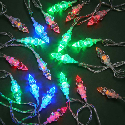 Гирлянда эл. с насадками "Мультикристаллы" 4м, 20LED, мульти, 8 реж, ПВХ прозр, 220В СНОУ БУМ (1/1)