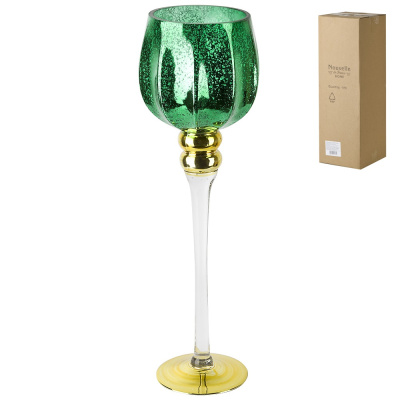 Подсвечник "Massimo"(зеленый) h=40см (стекло) (крафтовая упаковка) (1/12)