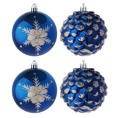 Набор шаров 4x8 см, синий, 2 вида, пластик, арт.23-55 СНОУ БУМ (1/1)