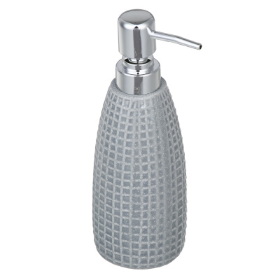 Дозатор д/жидкого мыла, керамика, 350 мл, 7x7x20 см, квадро, серый VETTA (6/6/48)